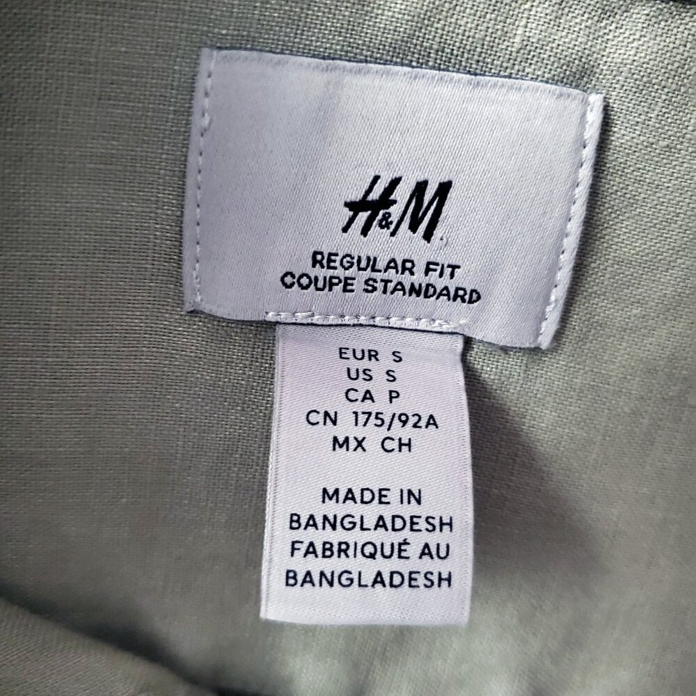 H&M 100% Linen Men's Button Down Long Sleeved Shirt Size S - Picture 8 of 16